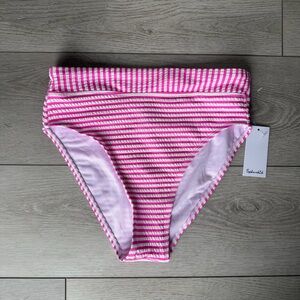 Splendid Pink & White Striped High-Rise Bikini Bottom